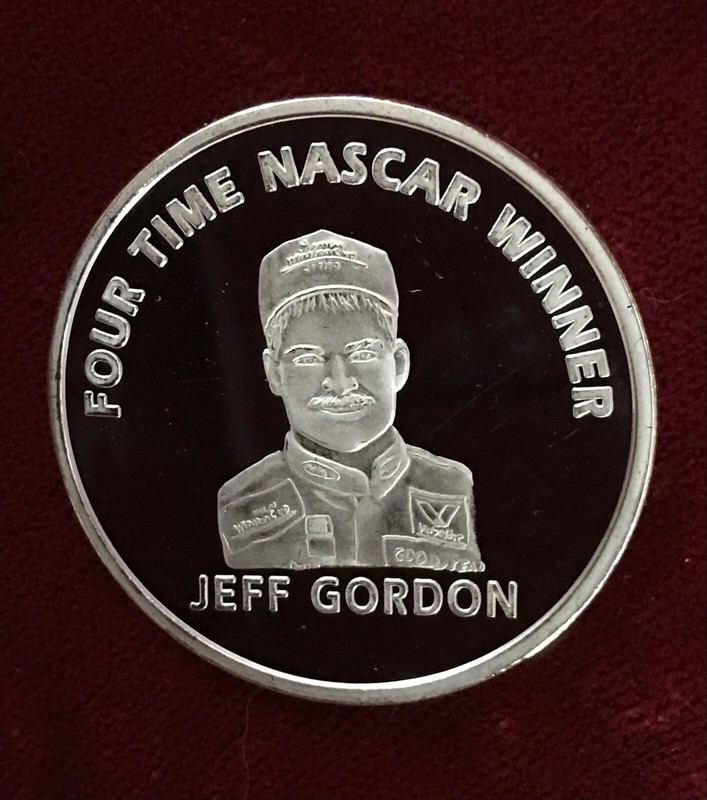 JEFF GORDON SILVER COIN, ONE OF THE GREATEST NASCAR RACERS OF ALL TIME, LICENSED