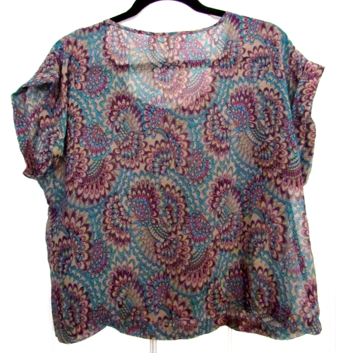 Love Fire Cap Sleeve Tribal Print Sheer Chiffon Pullover Top Large NWT (WC-3) - Picture 4 of 6