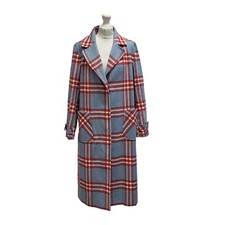 Helene Berman Blue Red Check Wool Blend Coat Uk Women's Size 12 Dd242