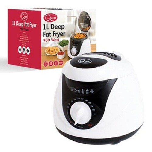 1 Litre Deep Fat Fryer 900w Easy Clean Non-stick Bowl Chip Pan White By Quest - Picture 3 of 3
