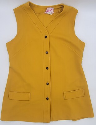 Dimonelli vest vintage button up womens Mustard Fitted