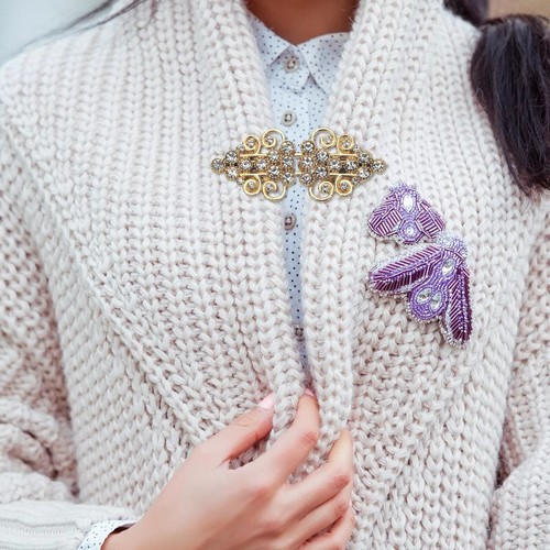 2Pairs Sweater Clips, Cape Cloak Clasp Shawl Clips Dress Shirt Brooch Clip(Gold) - Bild 3 von 3