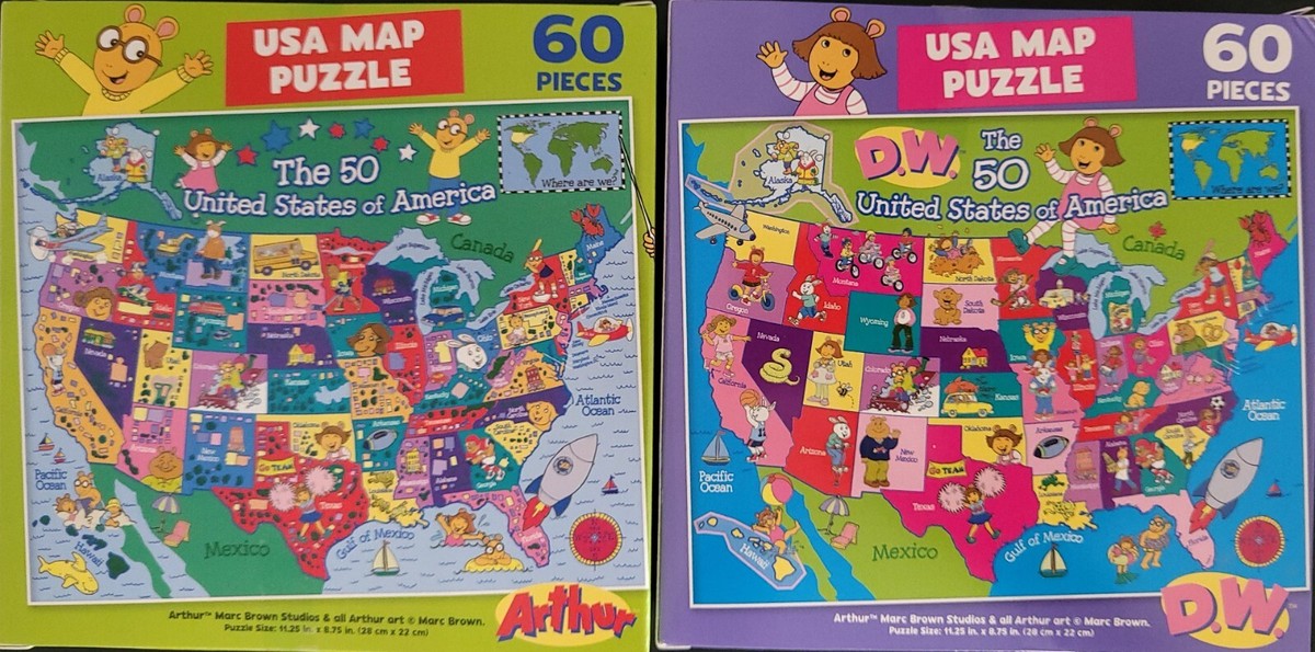 60 Piece Jigsaw Puzzle Puzzles Map American States USA Age6+