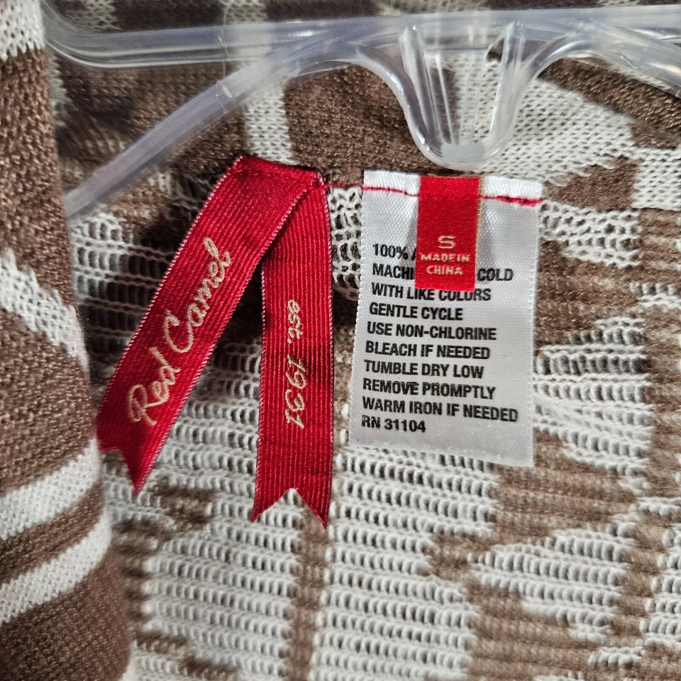 Red Camel Long Cardigan Vest Open Front Aztec Multi Colored Shawl Collar Small - Image 2 of 3