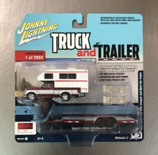 Johnny Lightning Truck And Trailer 1993 Ford F-150 Wcamper Open Car Trailer
