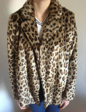 Theory Animal Print Faux Fur Coat Size: Small