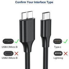 20cm Micro B to USB C Hard Drive Cable Cord Seagate Game Pass Portable External