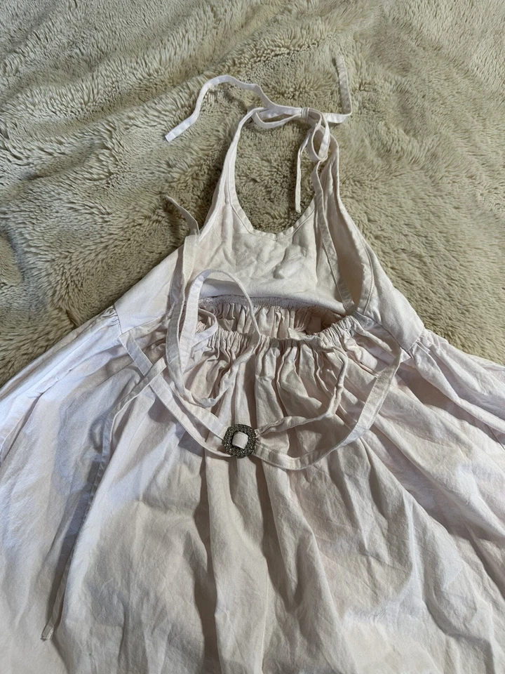Vestido Muñeca Pastel Blanco Niñas Talla 7 Fluido Línea A Volantes Foto 3 de 4