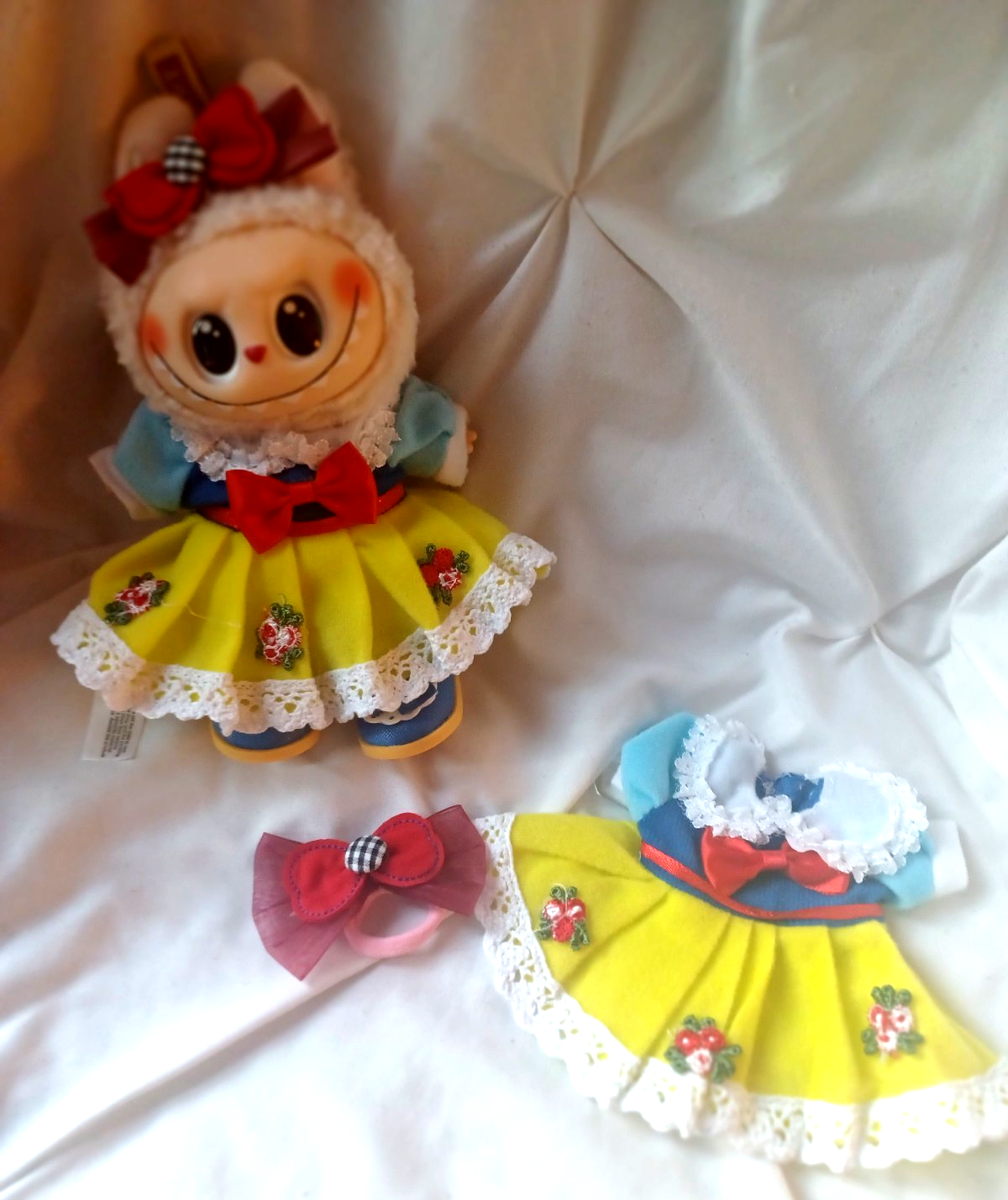 Labubu Outfit Snow White Dress,Shoes, Bow and Plush Doll Included The Monsters-