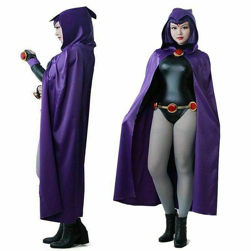 Women Cosplay Teen Titans Raven Halloween Costume Fancy Dress Fairytale Outfits - Picture 9 of 10
