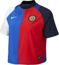 Nike Women's FC Dri-Fit Cropped Jersey Top Red Color-Block CK2678 Small NWT
