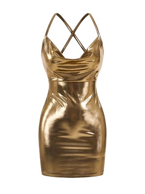 Mini Bodycon Kleid Sexy Eng Clubbing Clubwear Lateeex-Optik Vinyl Glanz XXS-L