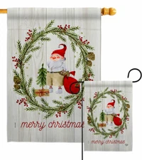Nisse Gnome Wreath Garden Flag Decorative Small Gift Yard House Banner