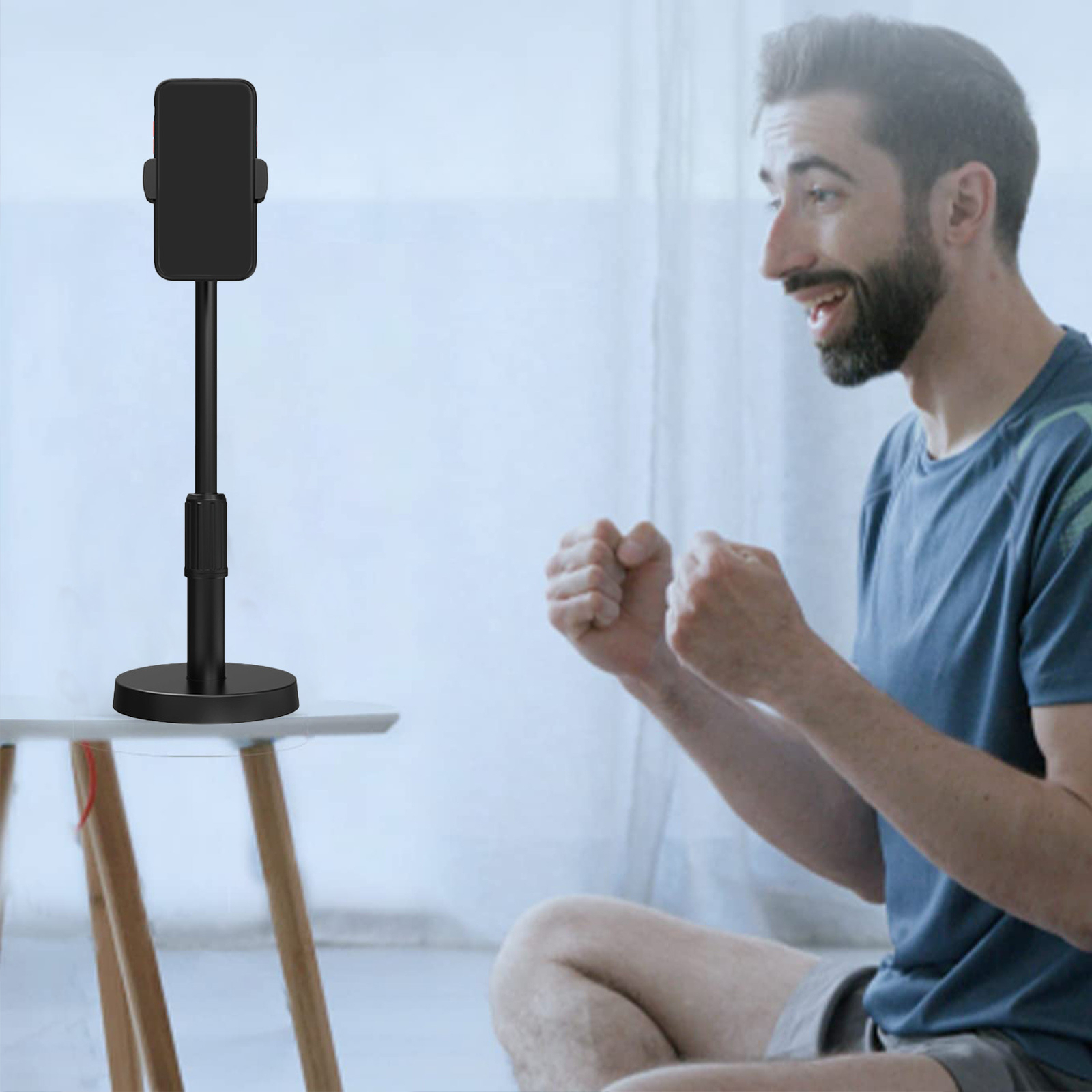 Adjustable Height Phone Stand for Desk with Liftable Bracket-image