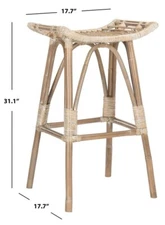 Safavieh LEDA RATTAN BARSTOOL, Reduced Price 2172730094 WIK6511B