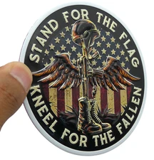 ALUMINUM Stand for the Flag Decal Sticker - Patriotic, Army, Veteran 3.5"