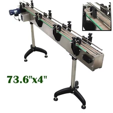 Assembly Line Conveyor Belt Chain Plate Conveyor Adjustable Height 73.6x4" 110V