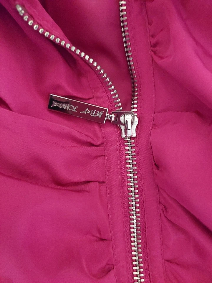 Chaqueta Rosa Nylon Primavera Verano Cinturón Acanalado Betsey Johnson XL Foto 3 de 4