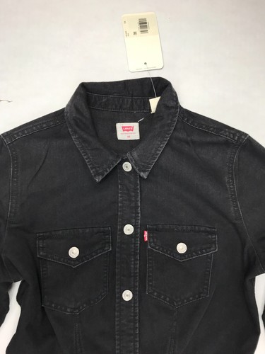 Levi's Ellie Black Rose Denim Dress XS Jean Western - Picture 2 of 6