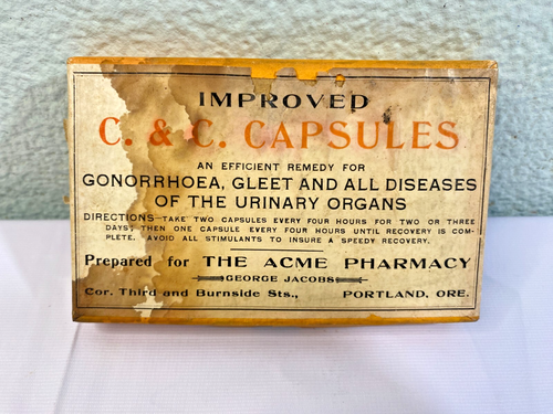 ANTIKES KONVOLUT - 3 LEERE C & C Kapseln Heilmittel gegen Gonorrhoe Acme Apothekenboxen - Bild 4 von 6