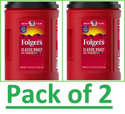 2 PACK - Folgers Classic Roast Ground Coffee   43.5 oz (Total 87 oz) FRESH!!