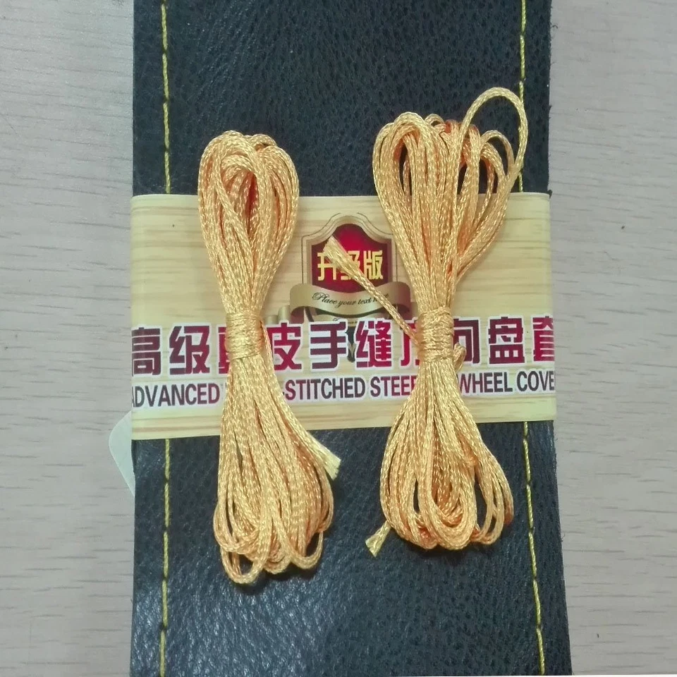 Gold line Genuine Leather Steer Wheel Cover With Needles and Thread Auto DIY - Image 2 of 4