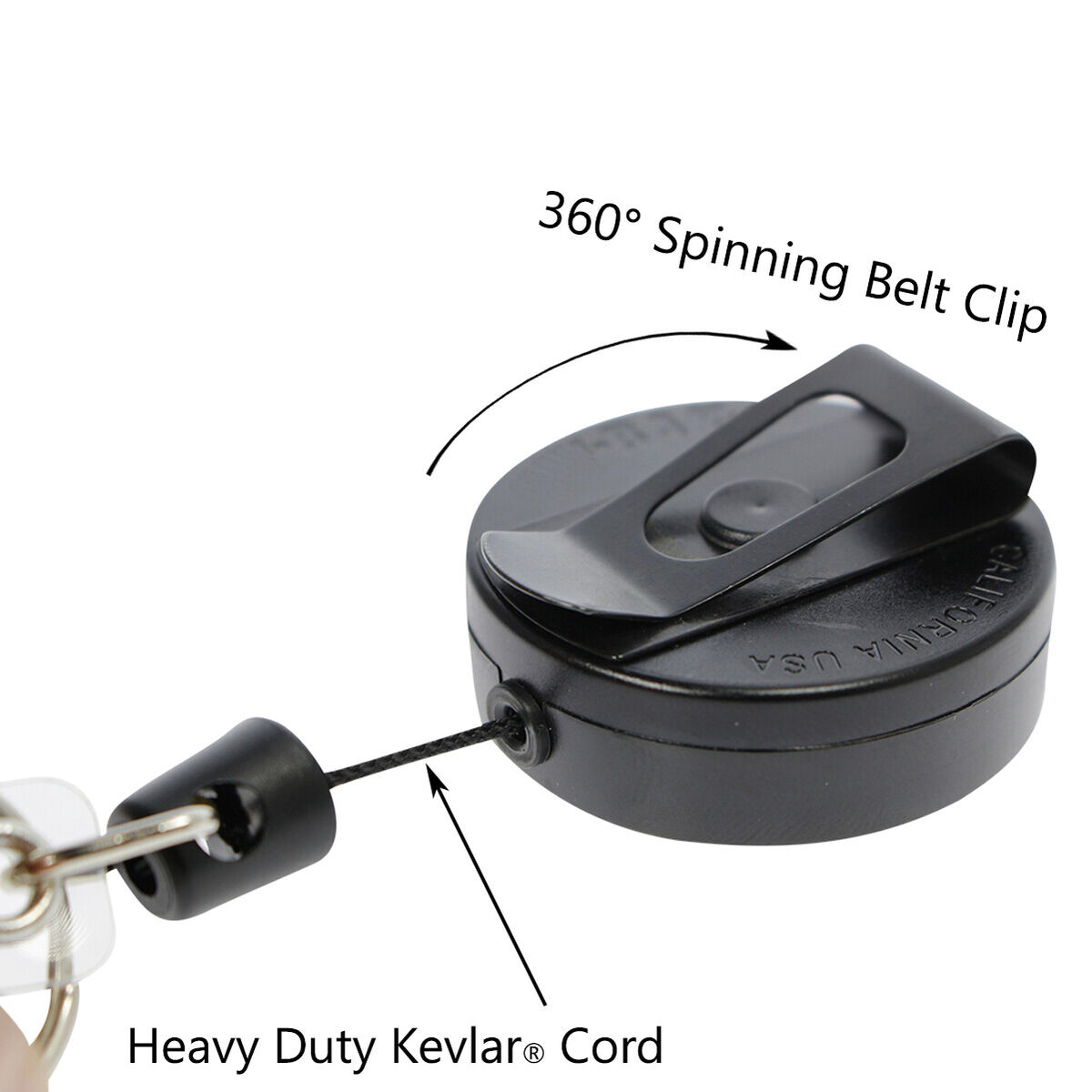 Heavy Duty Retractable Badge Reel w/ Metal Belt Clip - Badge Holder w/ Key  Ring