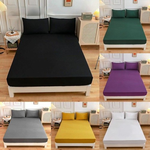 Elastic Band solid Bed Sheet Cover 