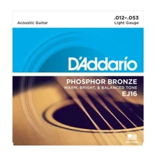 D'Addario EJ16 Phosphor Bronze Light Acoustic Guitar Strings Set  12-53