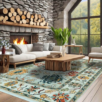 LoomBloom 8'x10' Mint Hand Knotted Arts & Crafts Oushak Wool Oriental Area Rug