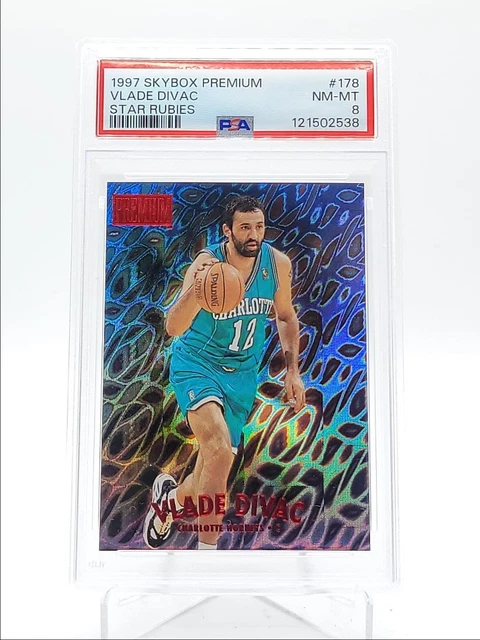VLADE DIVAC 1997-98 SKYBOX PREMIUM BASKETBALL STAR RUBIES /50 PSA 8 Q6123