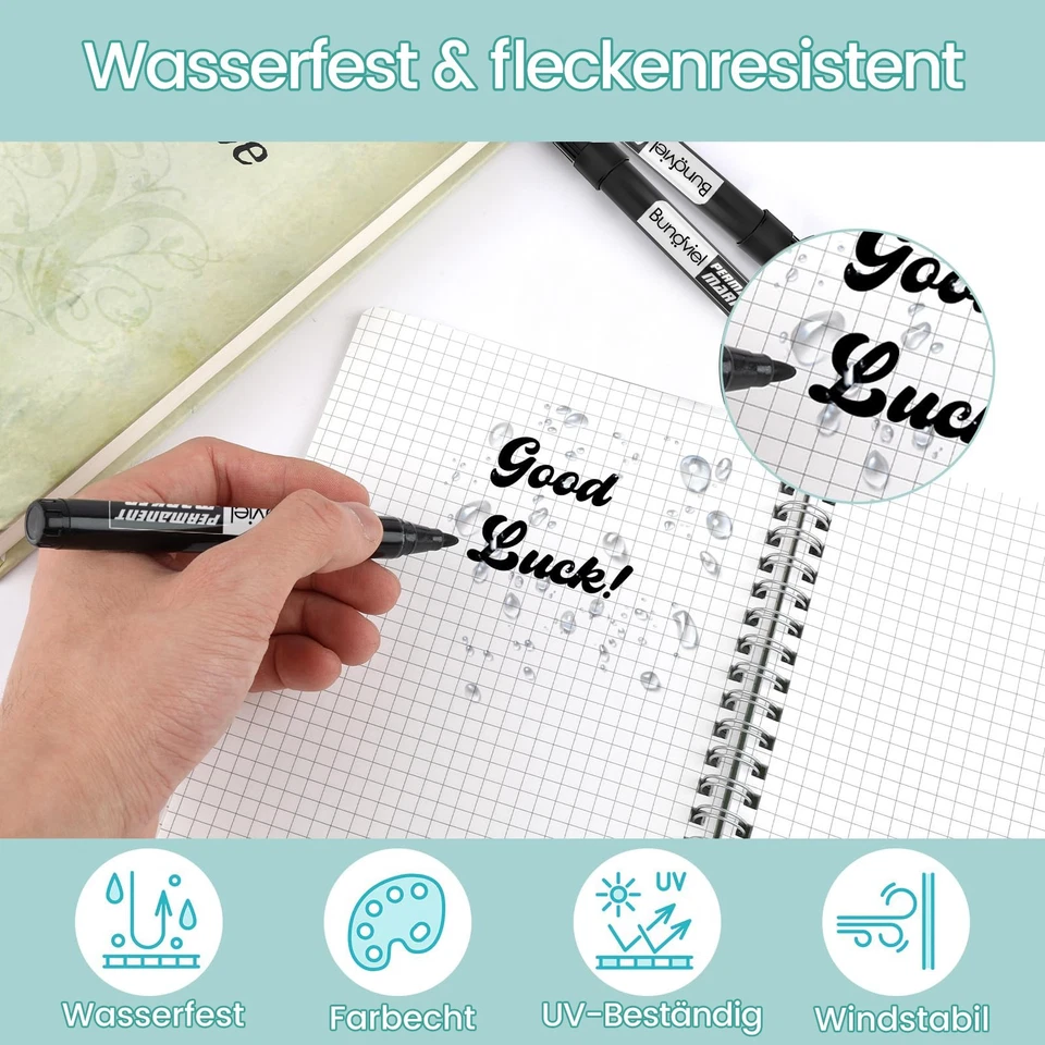 50 x Permanent Marker Filzstift, schwarz Rundspitze ca. 3 mm Wasserfest - Bild 2 von 4