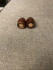 Two Wooden Egg Shaped Salt & Pepper Shakers Approx 2 1/2 “ Tall Vintage — photo 2