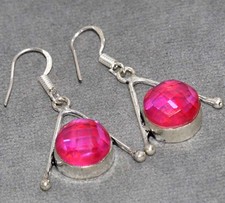 Pretty Pink Aqua Mystic 925 Silver Plated Earrings 1.6