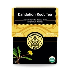 Buddha Teas Organic Dandelion Root Tea Smooth Flavor 18 Count Gluten Free
