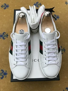Gucci Ace Baskets Chaussures Cuir Abeille Toile Vert Rouge Homme UK 6 US 7 EU 40
