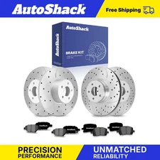 Front Rear Drilled Slotted Brake Rotors Ceramic Pads for Chevy Malibu 2.4L