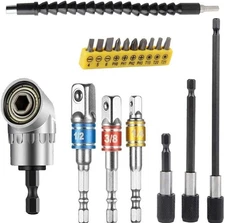 Flexible Drill Bit Extension Set, Includes 105° Right Angle Drill, Bendable Dri