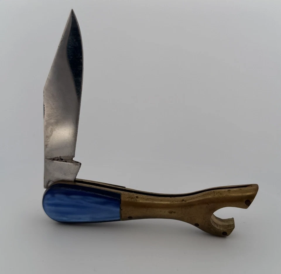 Navaja de Bolsillo EDGE De Colección Mango Desenfocado Hoja Latón Damas Pierna Zapato Bota Foto 2 de 4