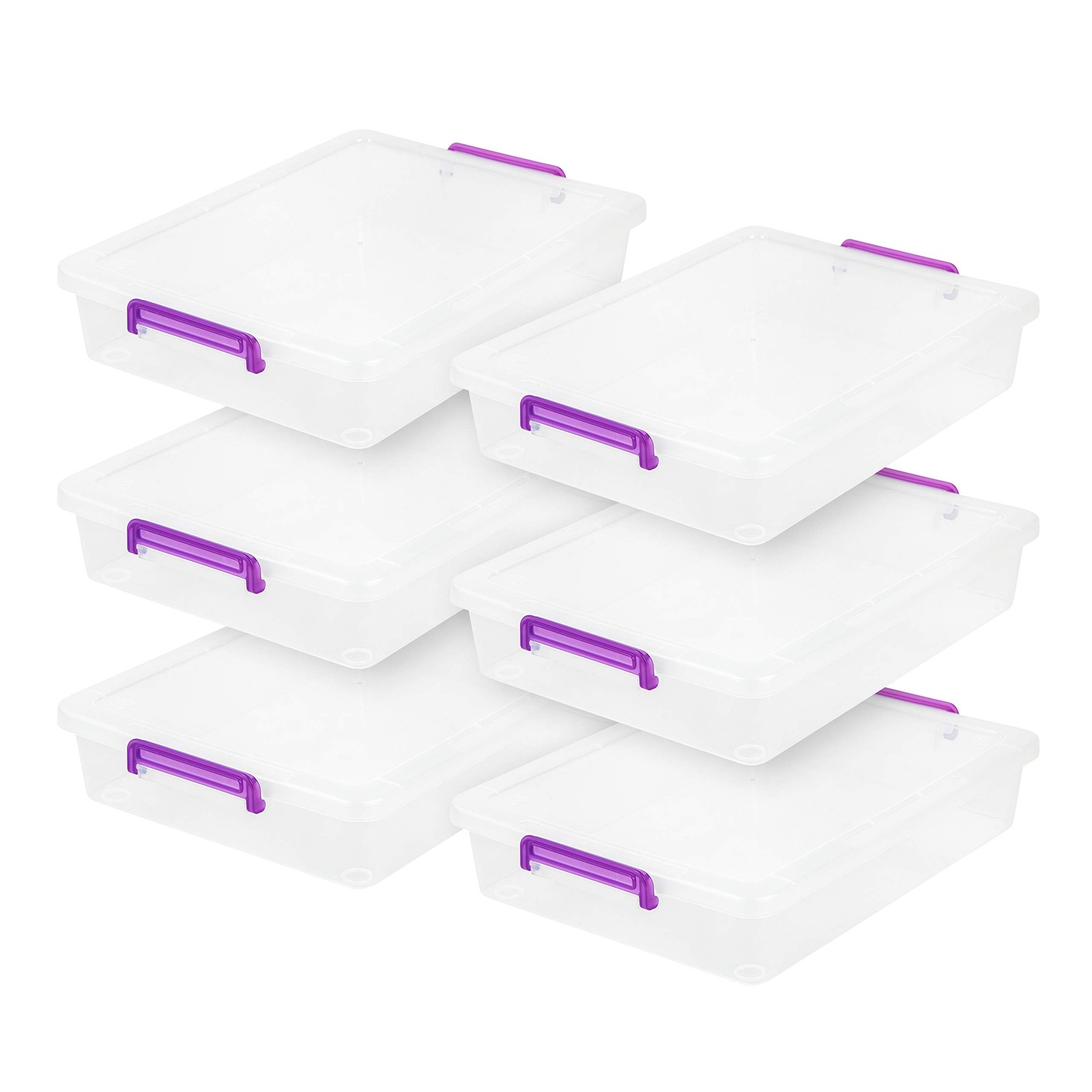USA 6-Pack 6 Qt. Plastic Storage Bins with Lids for Craft Organization