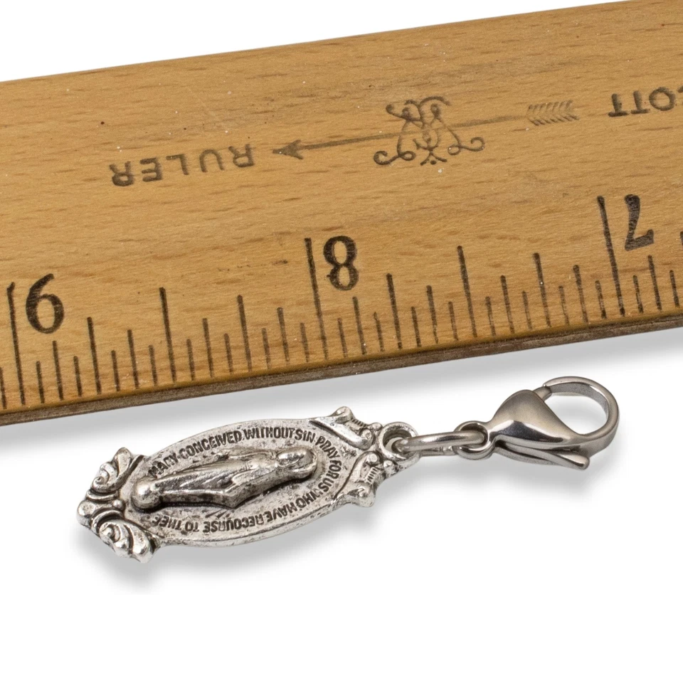 Чудесная медаль зажим на подвеска серебро Virgin Mary католическая бижутерия подарок 1,75" - Изображение 4 из 4