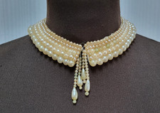 Vintage Faux Pearl Beaded Collar Choker Necklace