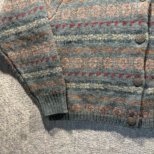 Vintage LL Bean Sweater Womens M Green Wool Nordic Cardigan 90s Made In USA - Picture 2 of 10