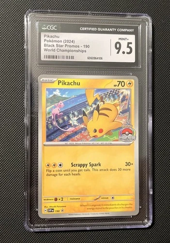 2024 POKEMON SVP EN-SV BLACK STAR PROMO WORLD CHAMPIONSHIPS #190 PIKACHU CGC 9.5