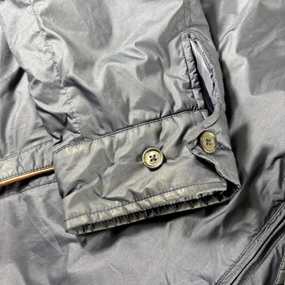 Jaqueta Polo Ralph Lauren Masculina 2XL Azul Marinho Zíper Completo Decote Simulado Acabamento de Couro Pônei - Imagem 2 de 4