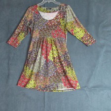 REBORN Sweater Dress Womens Small Multicolor Knit Paisley Hipster Modern