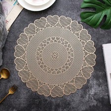 6 PCS Round Gold Placemats Washable Easy Clean Wipeable Non-Slip Heat Resistant