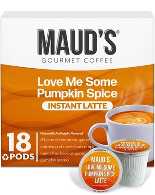 Maud's Pumpkin Spice Latte Flavored Coffee Pods, 18 ct, Medium Roast Flavored...