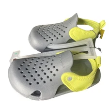 Joybee Kid’s Creek Clog Sandals Size C9 Grey with Lime Back Strap