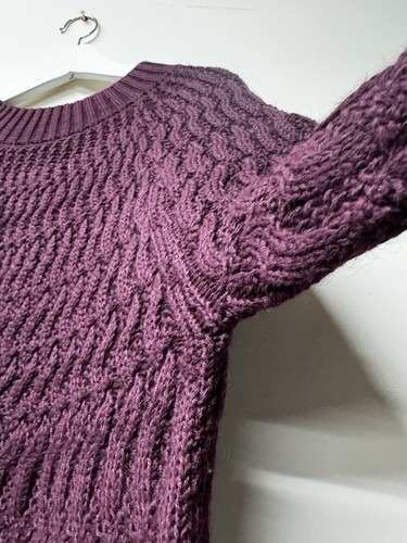 Women’s White Stuff Jumper Size 14 Dark Purple Cable Knit Wool Blend EC - Picture 5 of 19